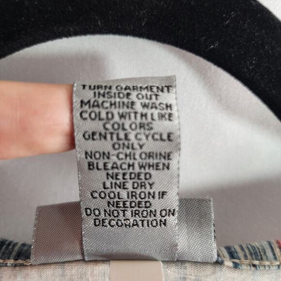 Catherines Popover Linen Blend Blouse Size 3X Southwestern Tasseled 3/4 Sleeve - Picture 6 of 8